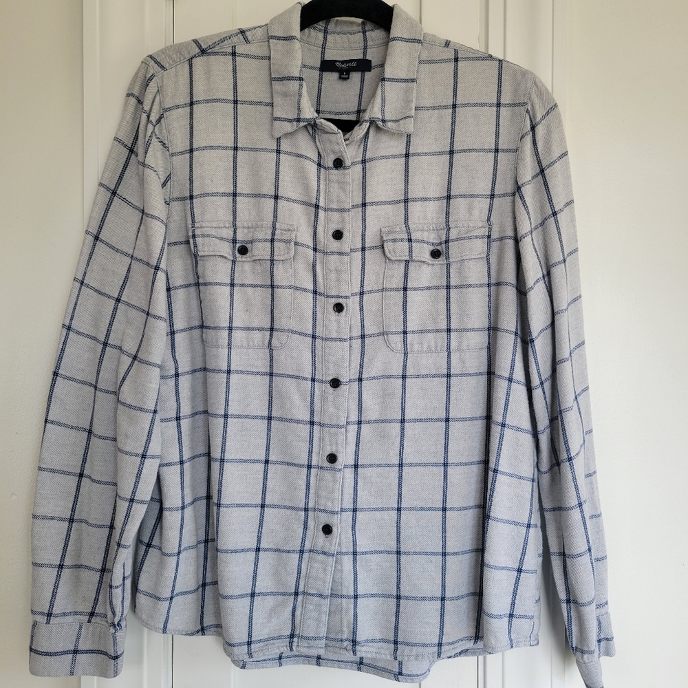 Madewell Flannel Boy Shirt in Storm Plaid